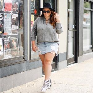 Distressed Denim Mini Skirt